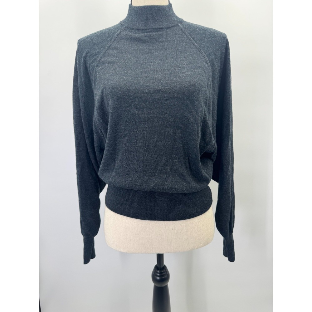 Uniqlo Wool Blend Dolman Sleeve Cinched Waist Mock Neck Sweater XS Capsule Cozy